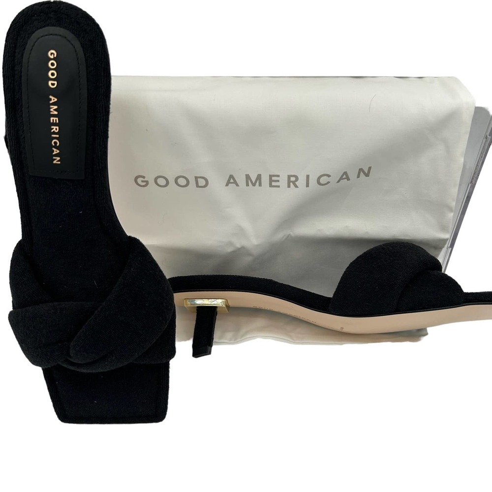 Good American Terry Kickstand Slides in a Size 9 Black New In Box - Picture 5 of 11